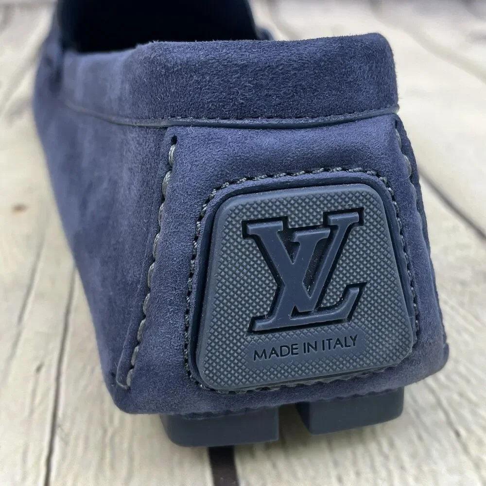 Louis Vuitton LV Driver Moccasins Men’s 10 M Blue Suede Leather NEW with Box Bag